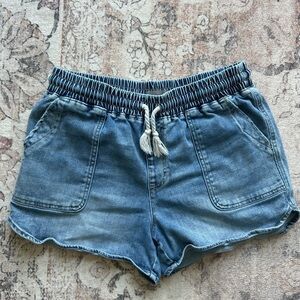 Maurices Light Blue Denim Drawstring Women's Shorts